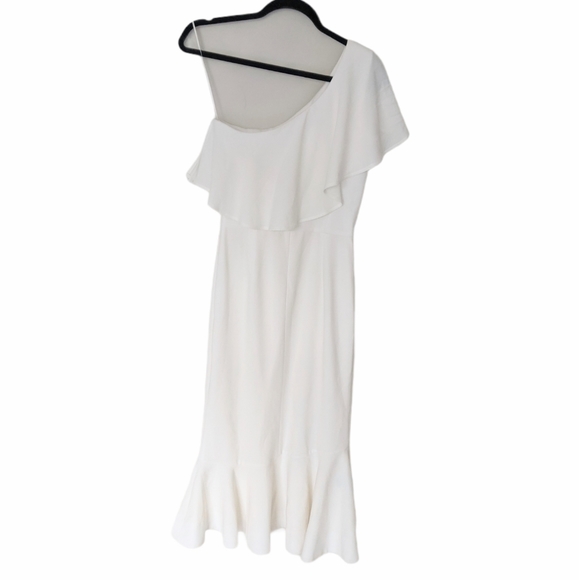 DRESS THE POPULATION Raquel White Ruffle Dress - Picture 6 of 8
